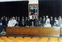 الدكتور محمد فاروق النبهان يتوسط كبار علماء دار الحديث الحسنية